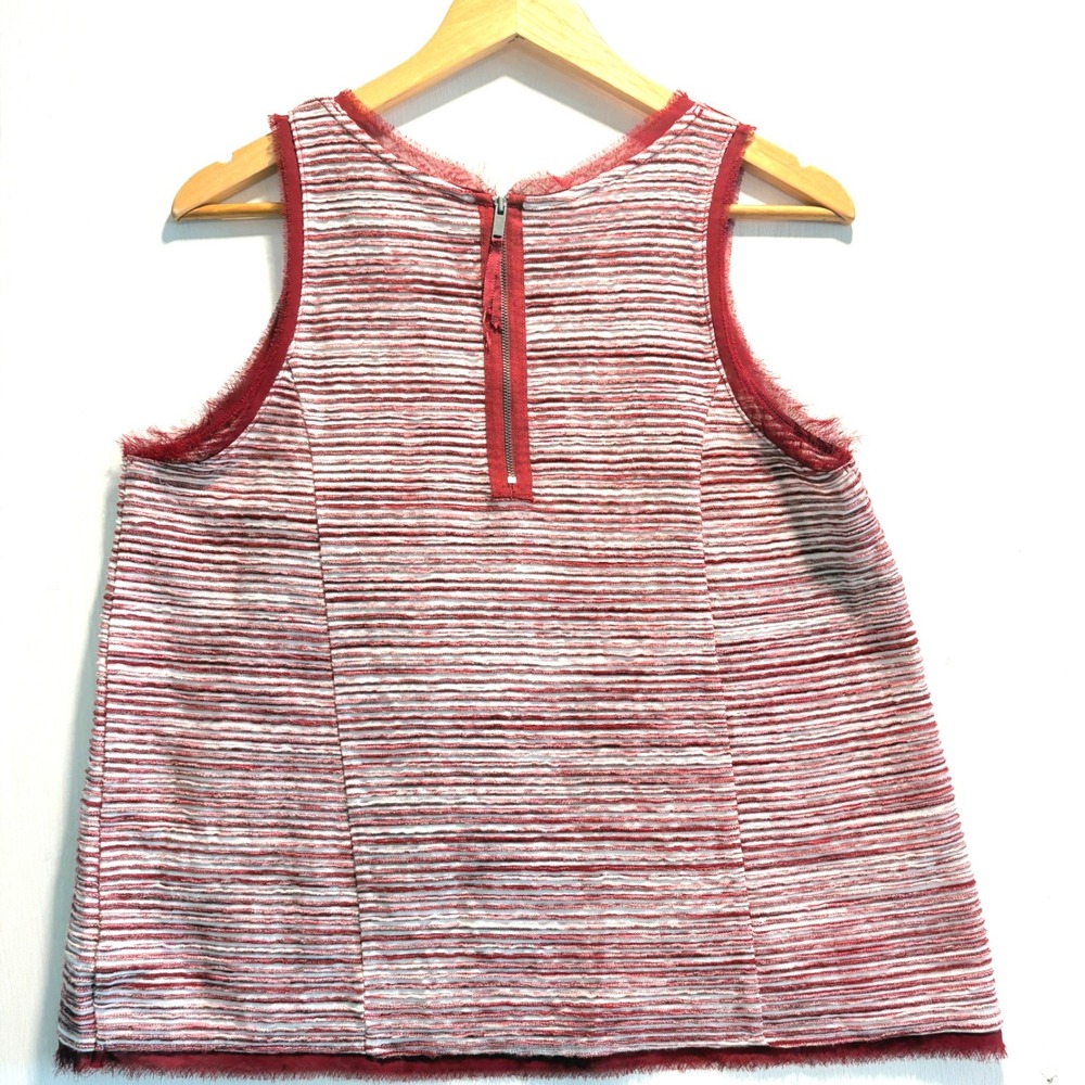 Anthropologie Indira Tank Top  Red White Striped Textured Tank Top Shell Size M - Picture 2 of 9